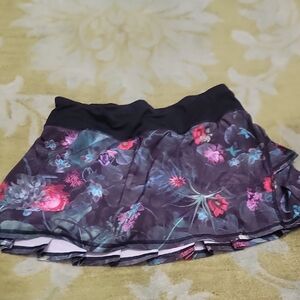 lululemon athletica Black Floral Tennis Skirt with Pink & Blue Accents